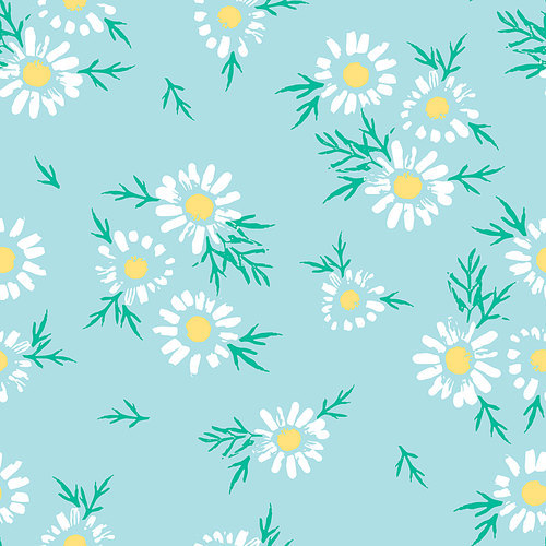 Abstract floral seamless pattern with chamomile. Trendy hand drawn textures. Modern abstract design for,paper, cover, fabric and other users