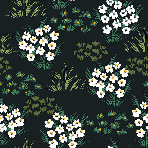 Abstract floral seamless pattern with chamomile. Trendy hand drawn textures. Modern abstract design for,paper, cover, fabric and other users