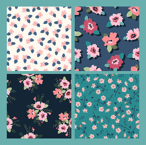 Floral seamless patterns. Vector design for paper, cover, fabric, interior decor and other users