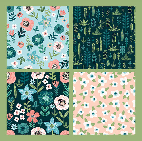 Floral seamless patterns. Vector design for paper, cover, fabric, interior decor and other users