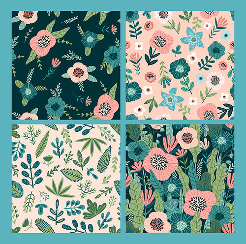 Floral seamless patterns. Vector design for paper, cover, fabric, interior decor and other users