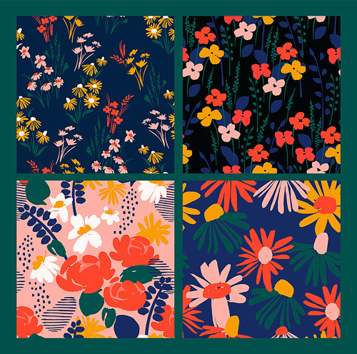 Floral seamless patterns. Vector design for paper, cover, fabric, interior decor and other users