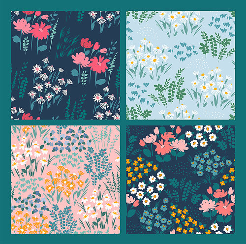 Floral seamless patterns. Vector design for paper, cover, fabric, interior decor and other users