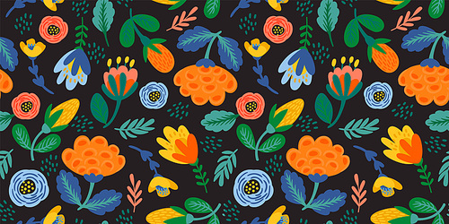 Folk floral seamless pattern. Modern abstract design for paper, cover, fabric, pacing and other users