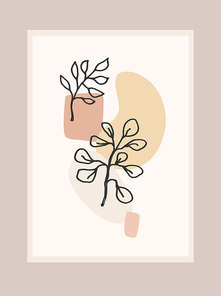 Contemporary art  with abstract plant. Line art. Modern vector design for posters, cards, packaging and more