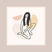 Contemporary art  with woman. Line art. Modern vector design for posters, cards, t-shirts and more