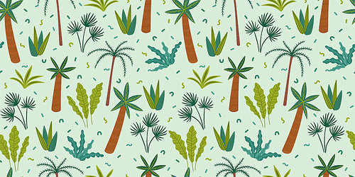 Seamless pattern with abstract tropical plants. Vector design template.