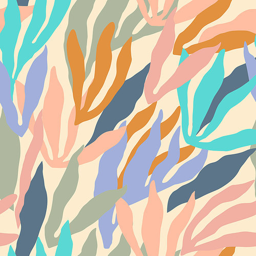 Artistic seamless pattern with abstract leaves. Modern design for paper, cover, fabric, interior decor and other users.