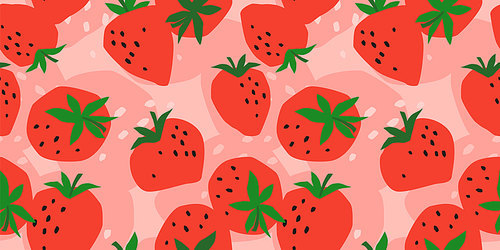 Vector seamless pattern with Strawberry. Trendy hand drawn textures. Modern abstract design for paper, cover, fabric, interior decor and other users.