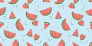 Vector seamless pattern with watermelons. Trendy hand drawn textures. Modern abstract design for paper, cover, fabric, interior decor and other users.