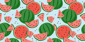 Vector seamless pattern with watermelons. Trendy hand drawn textures. Modern abstract design for paper, cover, fabric, interior decor and other users.