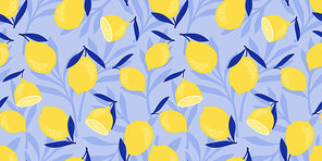 Vector seamless pattern with lemons and limes. Trendy hand drawn textures. Modern abstract design for paper, cover, fabric, interior decor and other users.