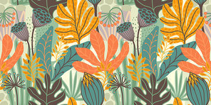 Artistic seamless pattern with abstract leaves. Modern design for paper, cover, fabric, interior decor and other users.