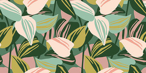 Artistic seamless pattern with abstract leaves. Modern design for paper, cover, fabric, interior decor and other users.