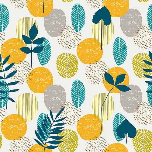 abstract  seamless pattern with leaves. vector background for various surface. trendy hand drawn textures.