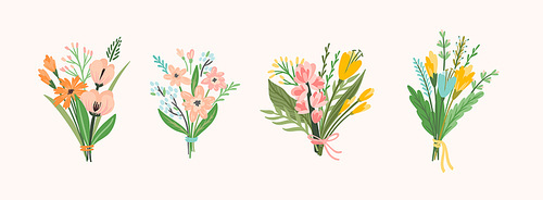 Vector illustration bouquets of flowers. Design template for card, poster, flyer and other users