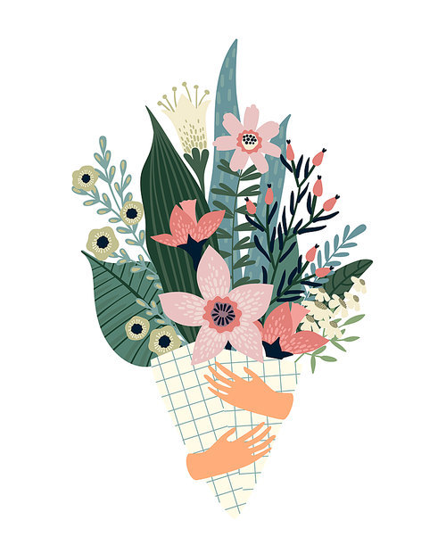 Vector illustration bouquet of flowers. Design template for card, poster, flyer and other users