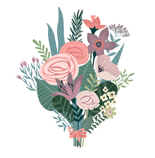 Vector illustration bouquet of flowers. Design template for card, poster, flyer and other users