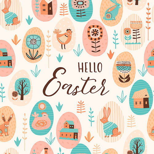 Happy Easter. Vector template for card, poster, flyer and other users. Design element.