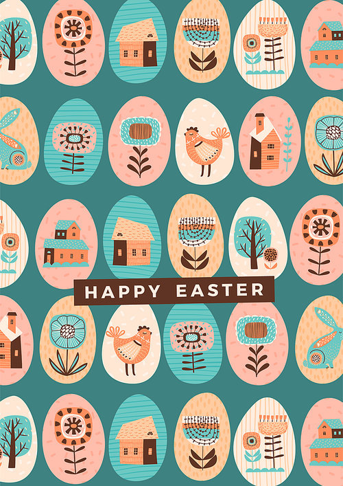 Happy Easter. Vector template for card, poster, flyer and other users. Design element.