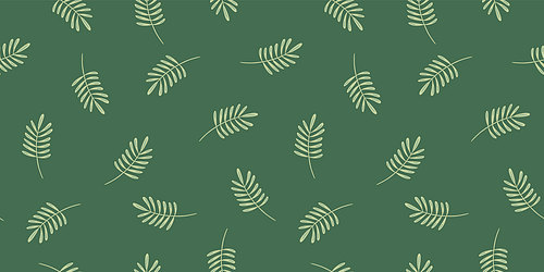 Abstract seamless pattern with leaves and grass. Vector design for paper, cover, fabric, interior decor and other use.