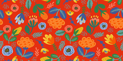 Folk floral seamless pattern. Modern abstract design for paper, cover, fabric, pacing and other users