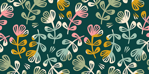 Folk floral seamless pattern. Modern abstract design for paper, cover, fabric, pacing and other users
