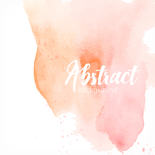 Abstract watercolor stain. Peach and pink pastel colors. Creative realistic background with place for text