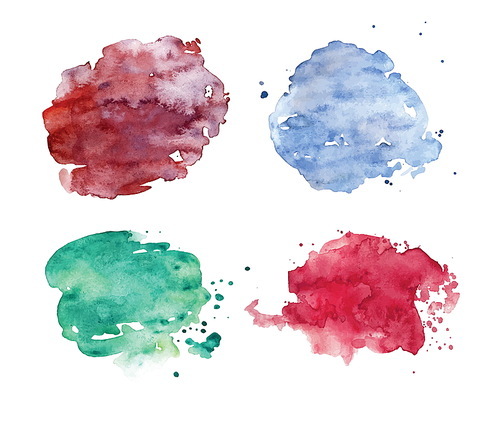 Watercolor spots set. Realistic colorful stains. Collection