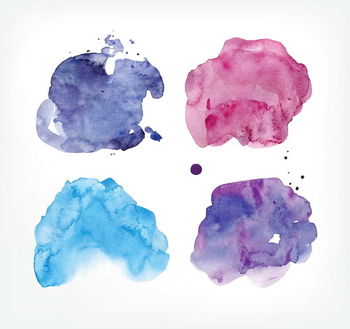 Watercolor spots set. Realistic colorful stains. collection