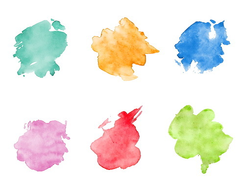 Realistic bright colorful stains. Watercolor spots set.