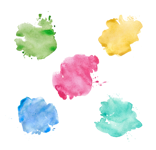 Watercolor spots set. Realistic bright colorful stains