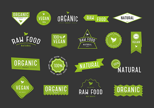 organic labels set. collection various logo for  cosmetics or products.