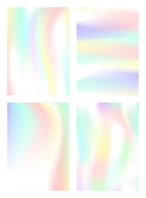Set of vertical abstract backgrounds with holographic effect. vector illustration