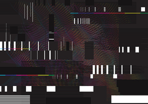 Glitched lines and rectangular shapes. data collapsing. Abstract glitch background illustration.