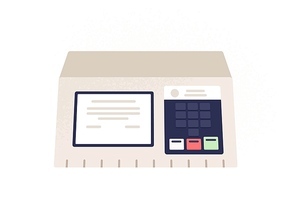 Electronic brazilian voting machine isolated on white . Device used in political election or referendum to vote. Colorful vector illustration in flat cartoon style