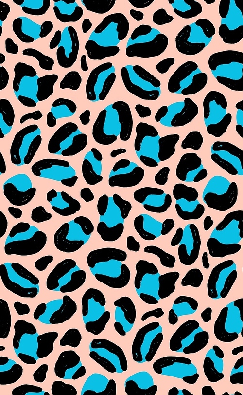 Natural seamless pattern with leopard, jaguar or cheetah coat of fur texture. Bright colored animal backdrop with spots. Vector illustration in flat style for wrapping paper, fabric print, wallpaper