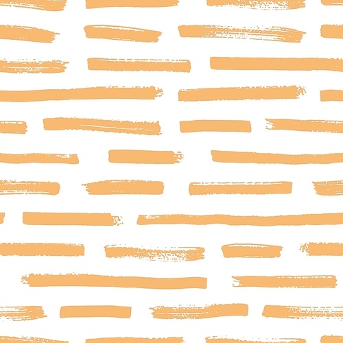 Artistic seamless pattern with orange brush strokes on white background. Decorative backdrop with rough horizontal paint traces. Creative vector illustration in contemporary art style for wallpaper