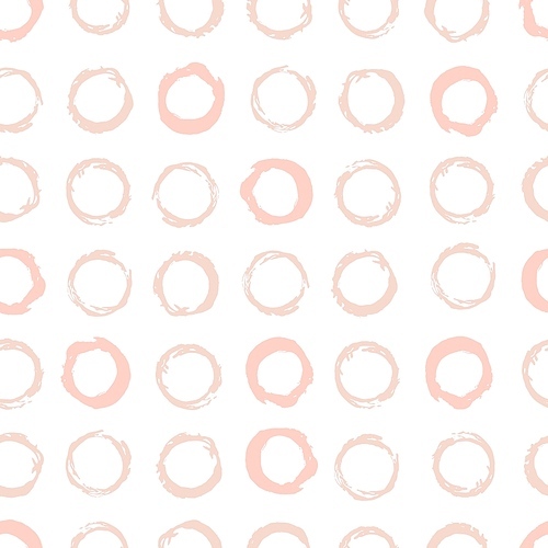 Creative seamless pattern with circular marks or paint traces on white background. Backdrop with round brushstrokes, smear or smudge. Modern vector illustration for wrapping paper, textile