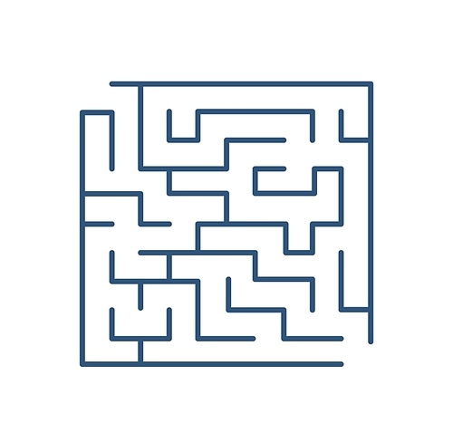 Maze or labyrinth isolated on white . Tour puzzle with entrance and exit. Riddle to solve. Decorative design element. Smart challenge. Creative monochrome flat linear vector illustration