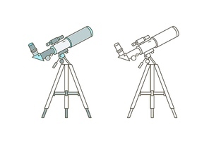 Telescope on tripod linear vector icon. Astronomer instrument, scientific equipment, space observation tool outline illustration. Astronomy symbol. Observatory, planetarium logo design element