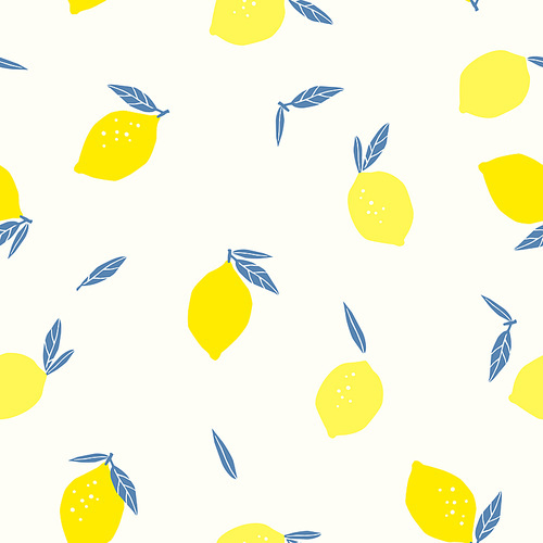 Vector seamless pattern with lemons. Trendy hand drawn textures. Modern abstract design for paper, cover, fabric, interior decor and other users.