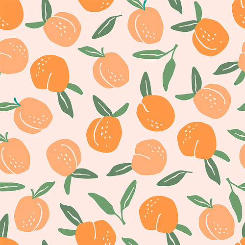 Vector seamless pattern with peaches. Trendy hand drawn textures. Modern abstract design for paper, cover, fabric, interior decor and other users.