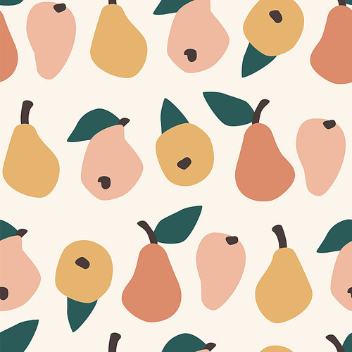 Vector seamless pattern with simple pears. Trendy hand drawn textures. Modern abstract design for paper, cover, fabric, interior decor and other users.