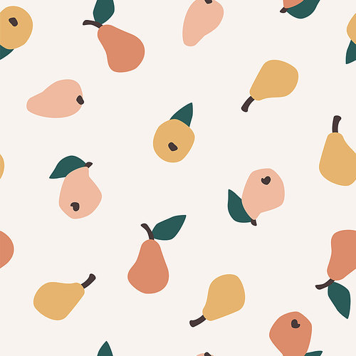 Vector seamless pattern with simple pears. Trendy hand drawn textures. Modern abstract design for paper, cover, fabric, interior decor and other users.