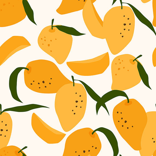 Vector seamless pattern with mango. Trendy hand drawn textures. Modern abstract design for paper, cover, fabric, interior decor and other users.