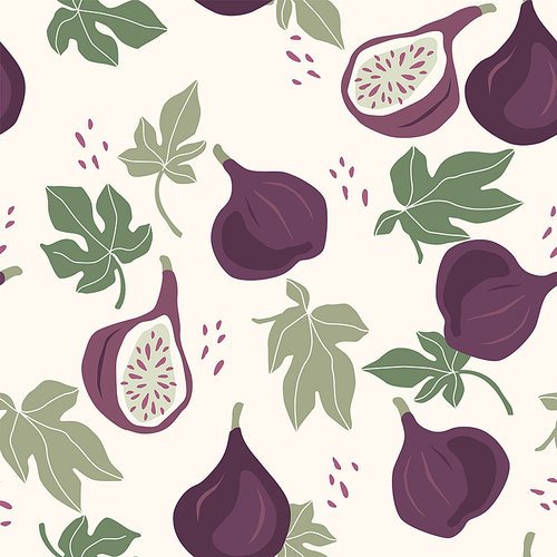 Vector seamless pattern with figs. Trendy hand drawn textures. Modern abstract design for paper, cover, fabric, interior decor and other users.