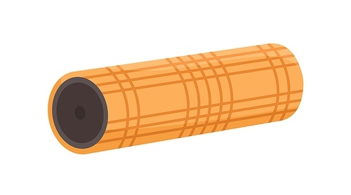 Grid foam roller for workout, back and spine rehabilitation. Roll equipment for home training, aerobics, sports exercises, fitness and working out. Flat vector illustration isolated on white.