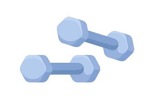 Dumbbells for sports exercises with free weights. Dumbells for home and gym workout. Athletic equipment for strength training. Colored flat vector illustration isolated on white .