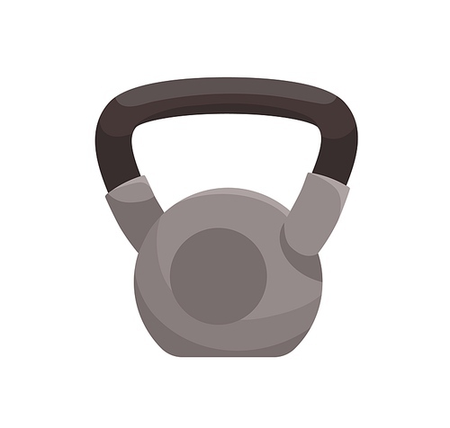 Heavy kettlebell with handle. Kettle bell for exercises with free weights. Athletic equipment for training at home, gym, and sports club. Colored flat vector illustration isolated on white .